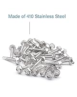 Vista 4 de IMScrews 25 tornillos autoperforantes con cabeza hexagonal de acero inoxidable #10 x 1, tornillos Tek de chapa de rosca completa de acero inoxidable