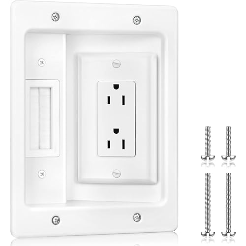 Elecpow in Wall Cable Management Kit, Hide TV Power Cables & Low Voltage Wires Behind The Wall, Recessed Outlet for Wall Mounting TV