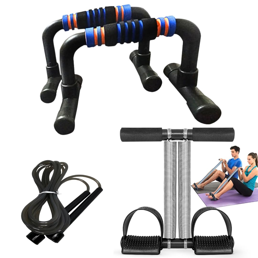 Push Up Bar Combo with Tummy Trimmer & Skipping Rope | Home Gym Fitness Equipment for Men & Women-image-39
