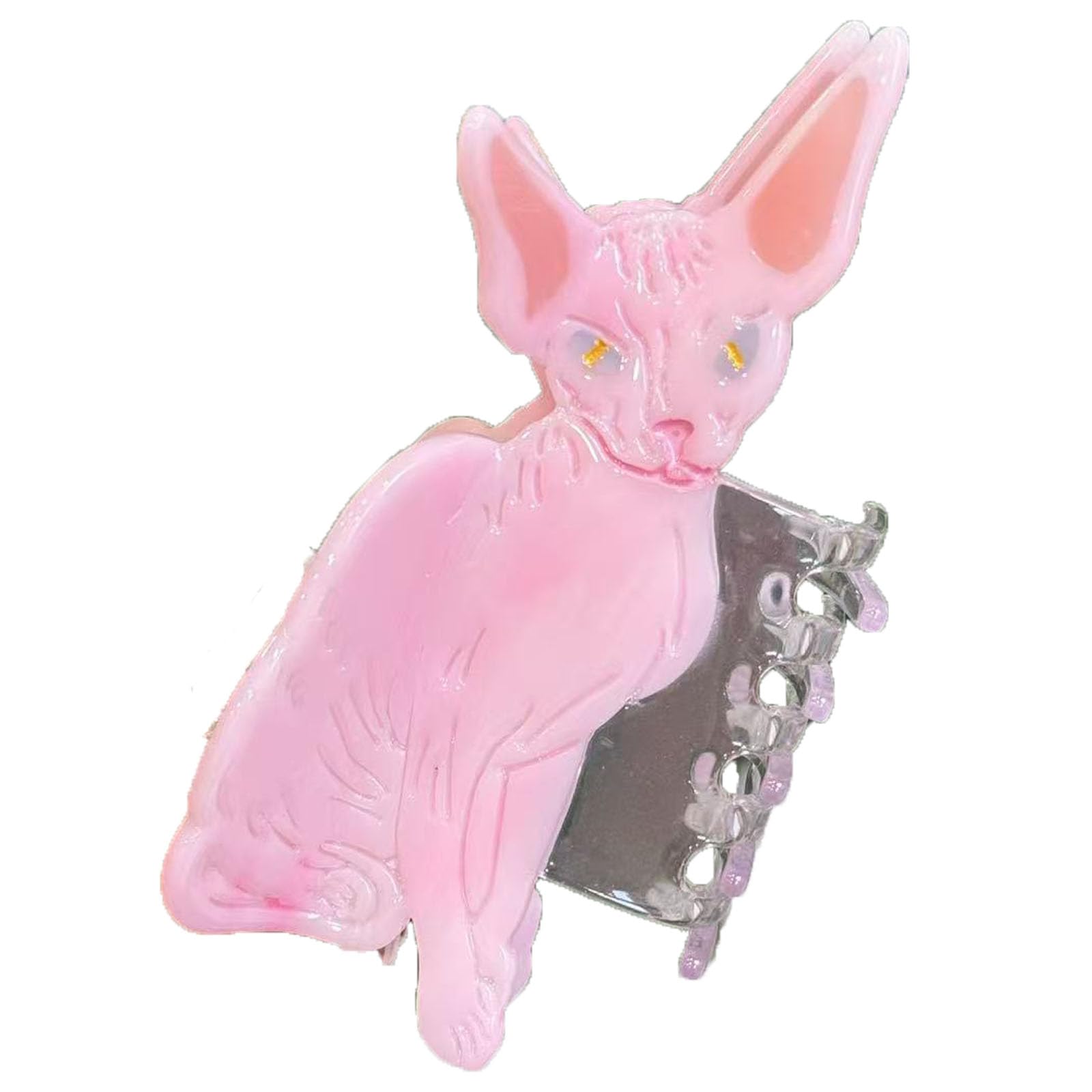 Pink Hairless Cat Claw Clips,Cute Hairless Cat Hair Clips,Animal Shape Hair Claw Clips,Acetate Hair Clips for Girls,Small Jaw Barrettes for Women (