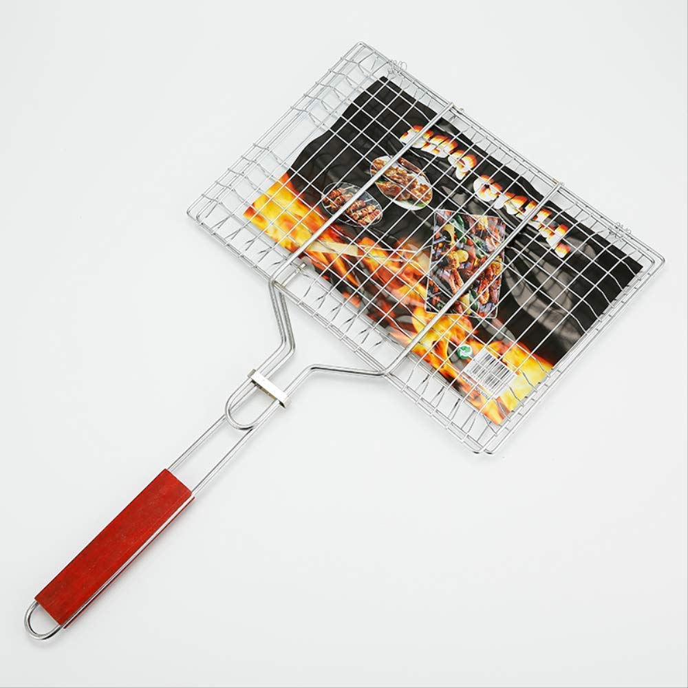 Cesta para Parrilla de Pescado para Barbacoa, Cesta para Asar a la Parrilla, Herramienta para Asar Grande en Negrita con férula de Red con Clip para Exteriores