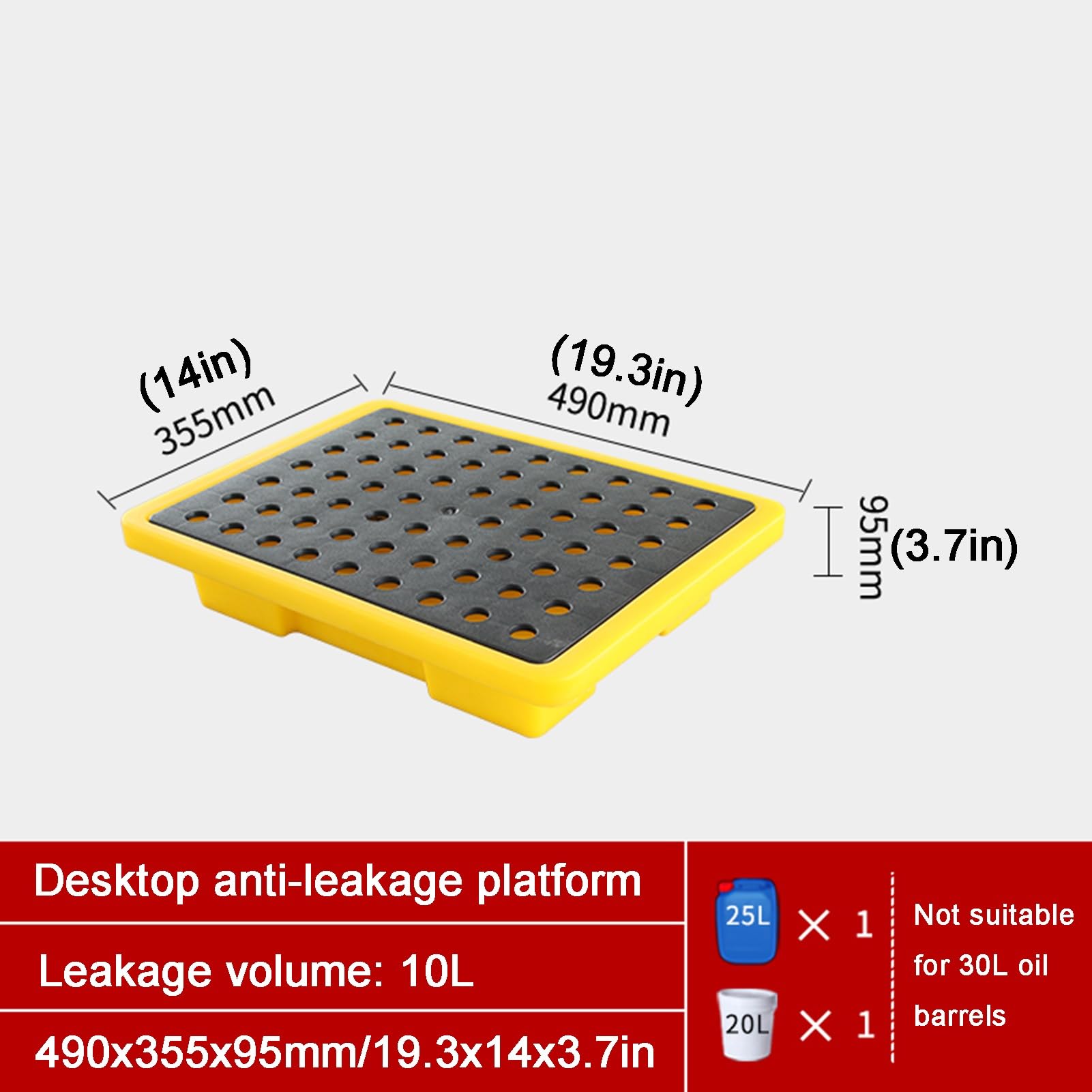 Palé industrial de contención de derrames con rejillas extraíbles para una fácil limpieza, material peligroso para evitar fugas y seguridad