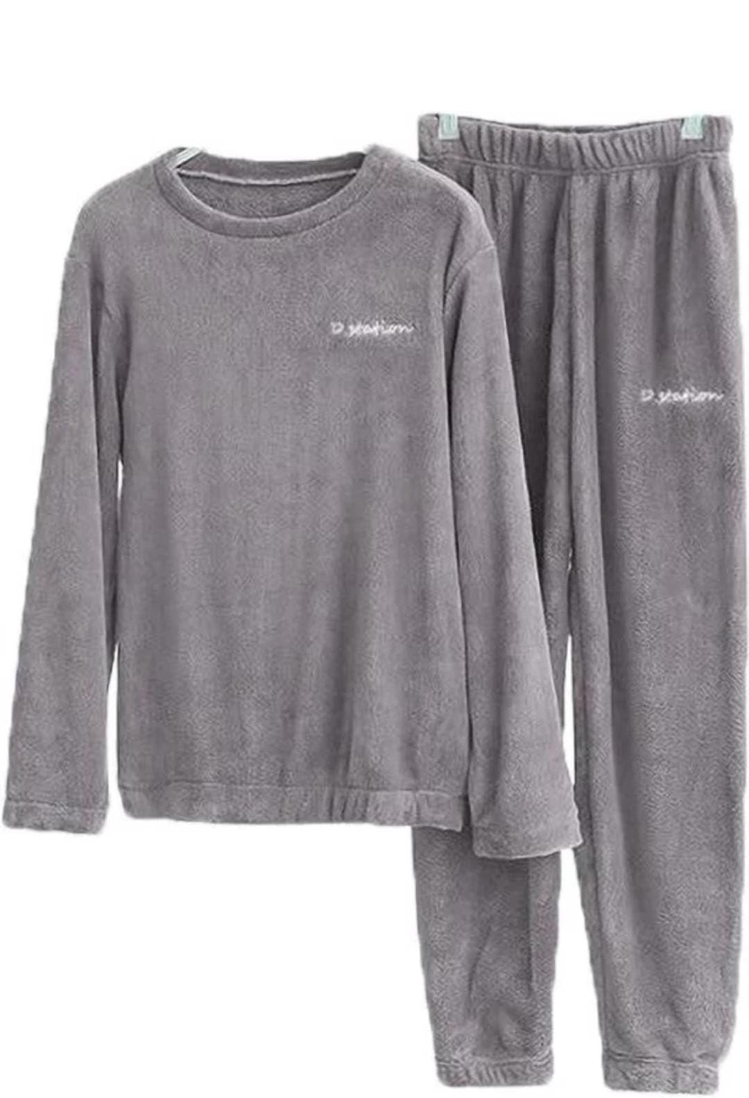 rouniyar Women Warm Fleece Pajamas Flannel Pajamas Sets Long Sleeve Winter Pajama Set Ladies (28 Till 34) Grey-picture-14