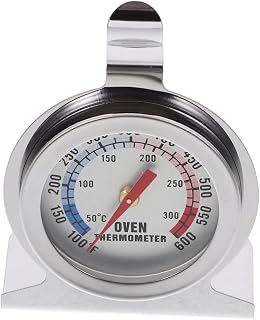 Accurate Stainless Steel Oven Thermometer with Glass Lens Hanging and Standing Kitchen Thermometer for Precise Baking and Roasting Temperature Monitoring