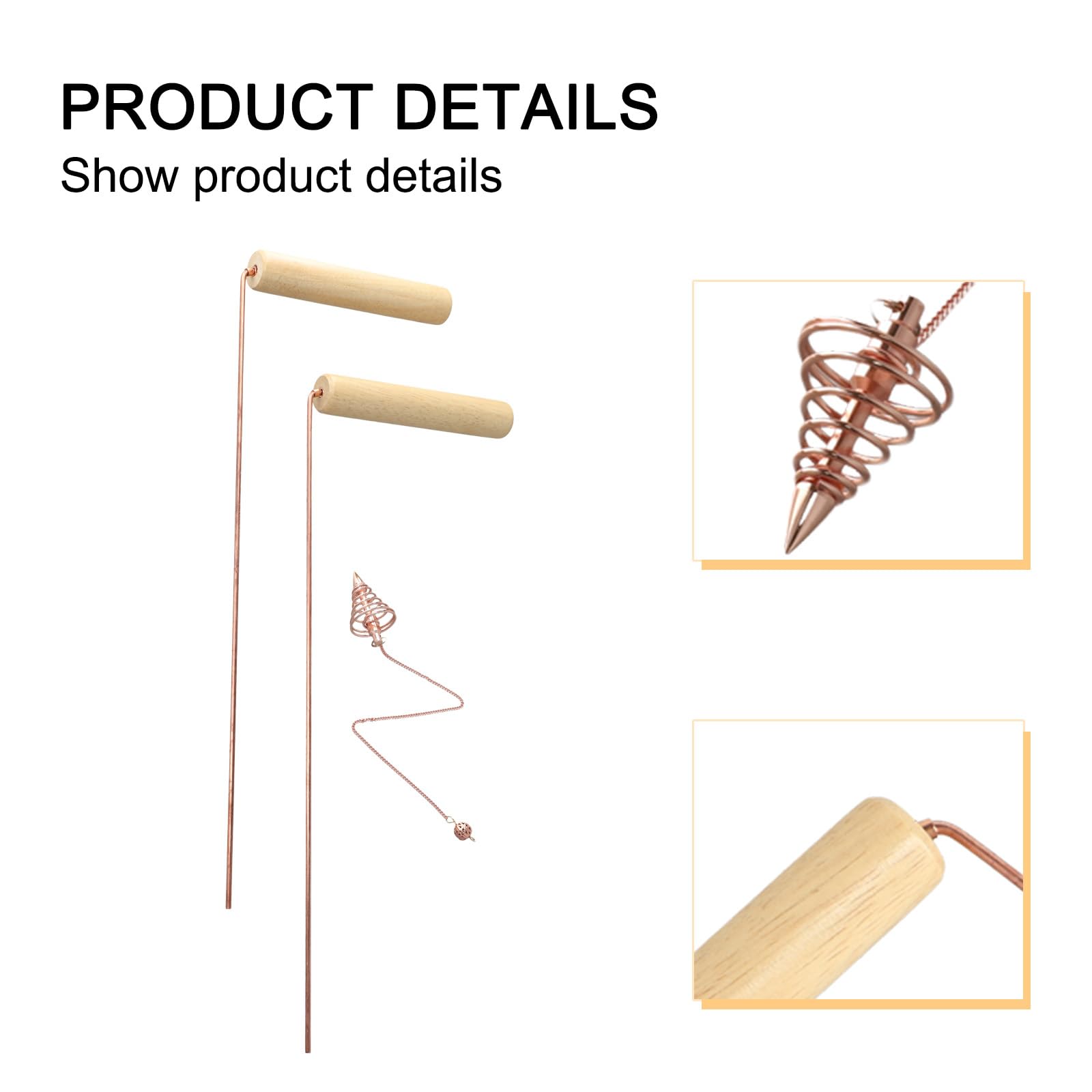 Copper Dowsing Rod Kit, 2 Detection Sticks, Copper Probe For