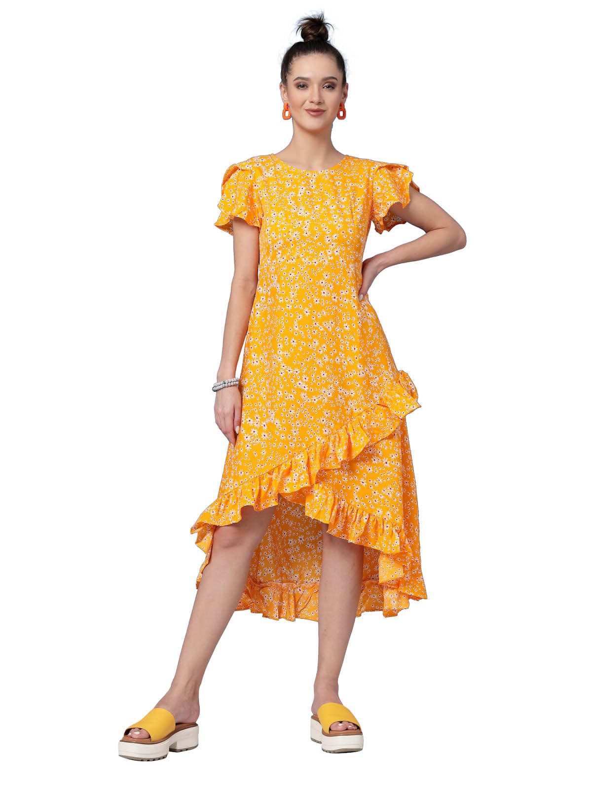 Oomph! Dress For Women Stylish| Summer Vacation Style |Floral Print Wrap Maxi |Lightweight Flared Maxi Dress For Casual & Holiday Wear