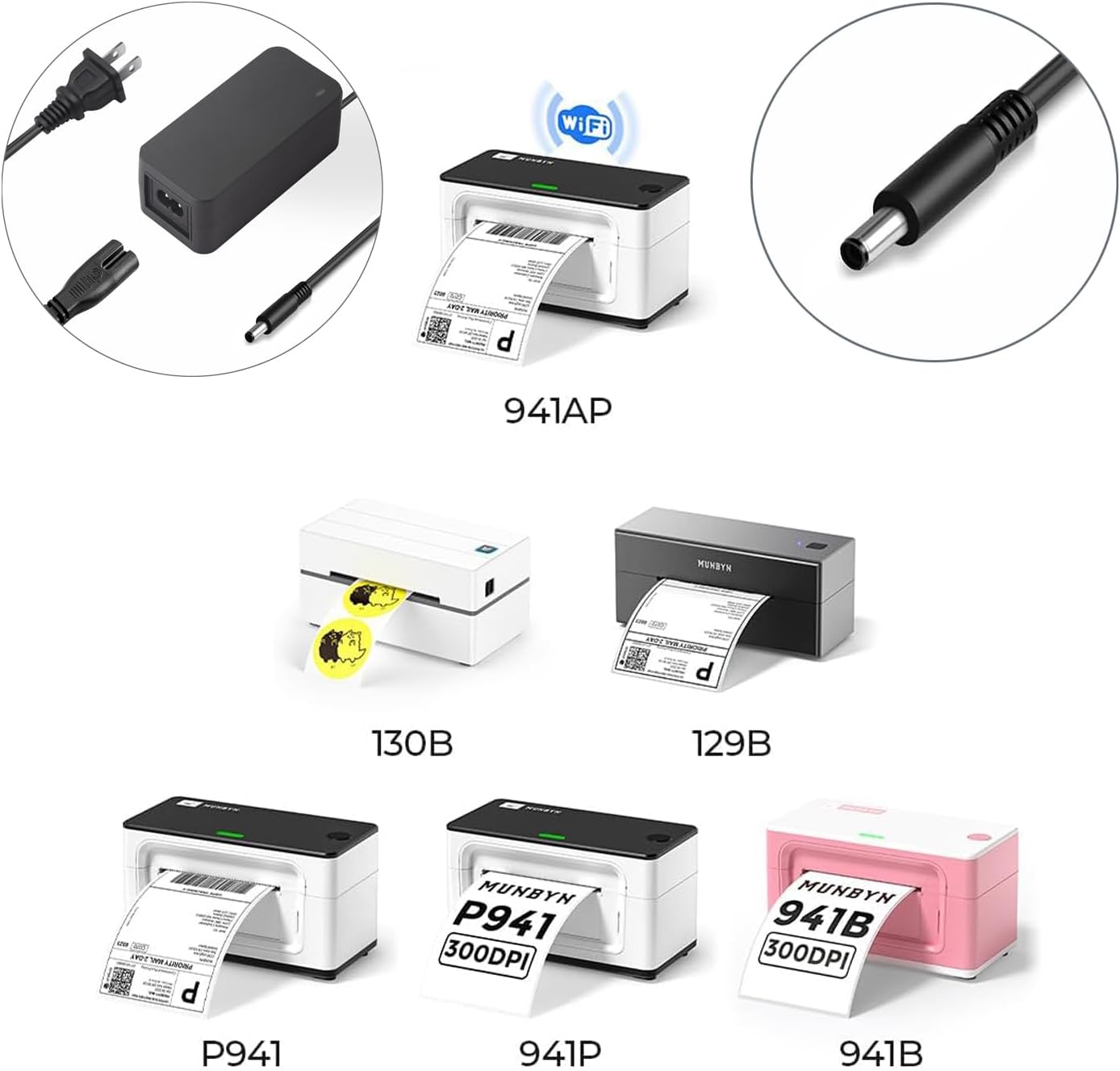 24V AC DC Adapter for Rollo X1040 X1038 Shipping Label Printer DYMO Label Writer 450 Twin Turbo Direct Thermal Printer, GVE GM51-240200-F P941 941B 941P P130 129B Power Supply Charger