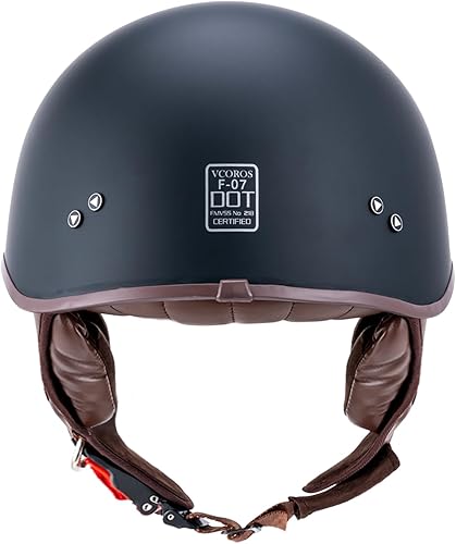 Miniatura 5 de VCOROS F-07 - Casco de media cara para motocicleta, visera solar, hebilla de liberación rápida, aprobado por DOT, cascos para adultos para hombres y