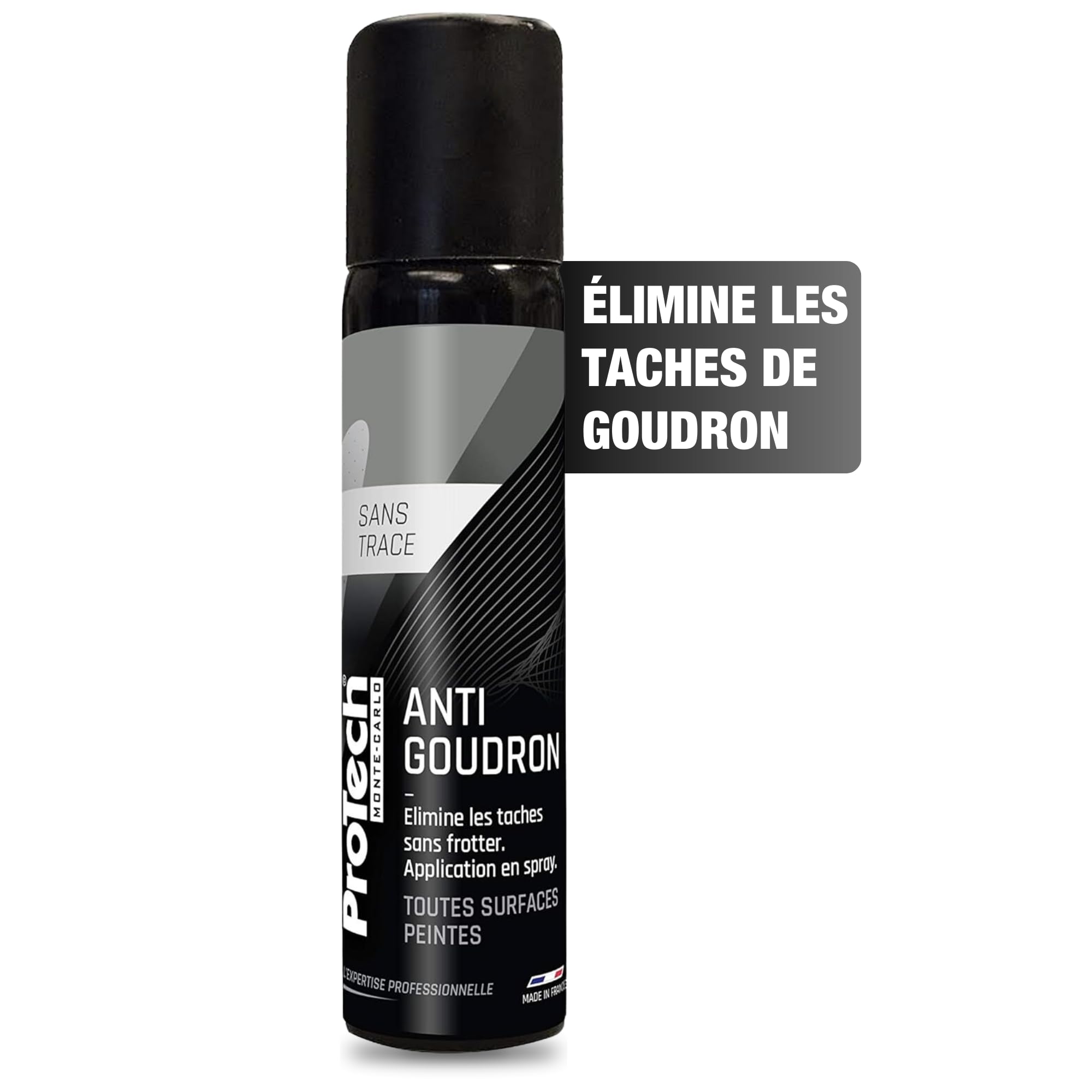 ProTechMC | Anti Goudron pour Voiture | Élimine Les Tâches de Goudron, Huile, Cambouis, Graisses | sans Effort | Nettoyant Goudron Carrosserie | Toutes Surfaces Peintes | Made in France | 80ml