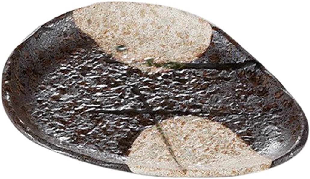 Set of 5 Karagi-Ryashi Iwame Dish [7.7 x 6.0 x 0.7 inches (19.5 x 15.2 x 1.8 cm), 10.2 oz (290 g), Appetizer Plate, Restaurant, Ryokan, Japanese Tableware, Restaurant, Commercial Use