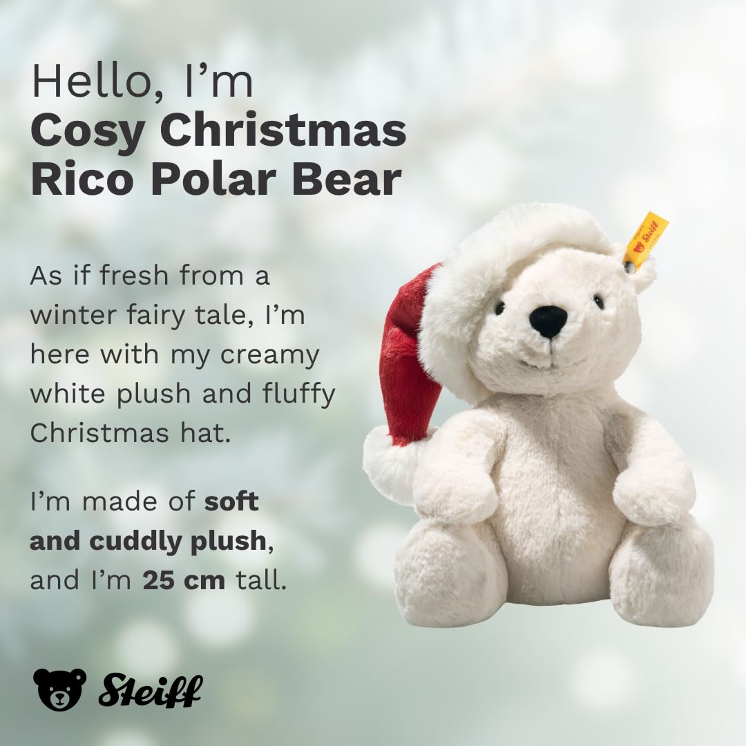 Steiff cuddly toy cosy Christmas Rico Polar Bear, cute soft toy with plastic eyes, children, boys & girls, Friends - Image 2