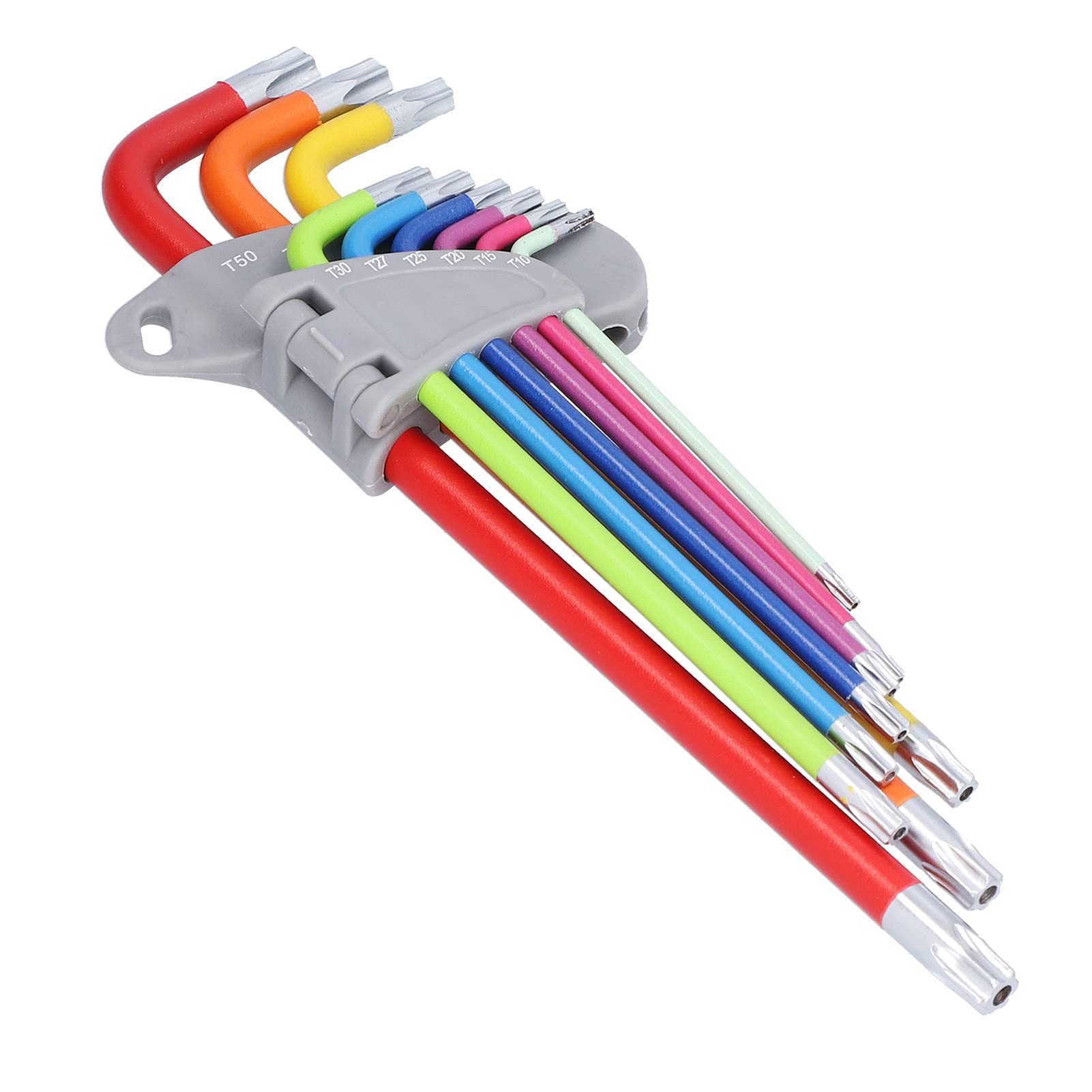 Juego de 9 llaves hexagonales de colores con llave hexagonal de estrella, juego de llaves Allen hexagonales de cabeza duradera precisa y resistente, con extremo de bola de brazo largo