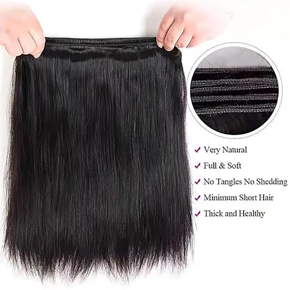 Echthaar Tressen Bündel Straight Human Hair Extension 3 Bundles Unprocessed Remy Haartressen Double Weft #1B Natural Black Color for Woman 30 32 34 Inch