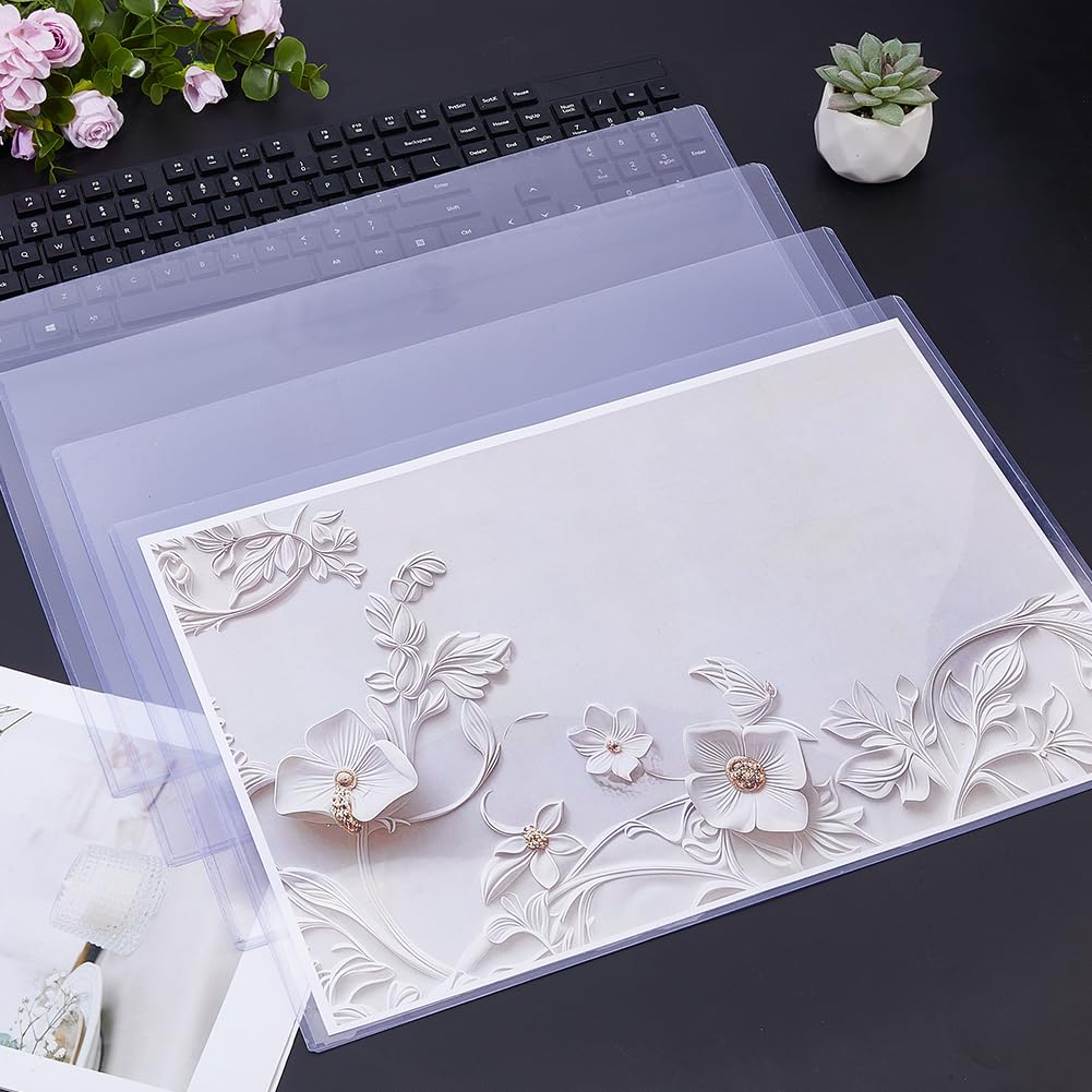SUPERFINDINGS 12 Pochettes Transparentes Format A3 Rigides Protectrices D'impression Protecteurs De Page En Plastique Manches Transversales Etanches Pochettes Transparentes Porte Documents Pour Photos