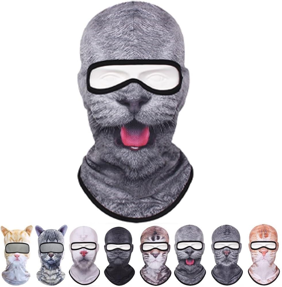 3D Cat Ski Balaclava Sheisty Face Mask with Ears,Cute Full Face Hood Mask Animal Ski Mask for Riding Sports Outdoor