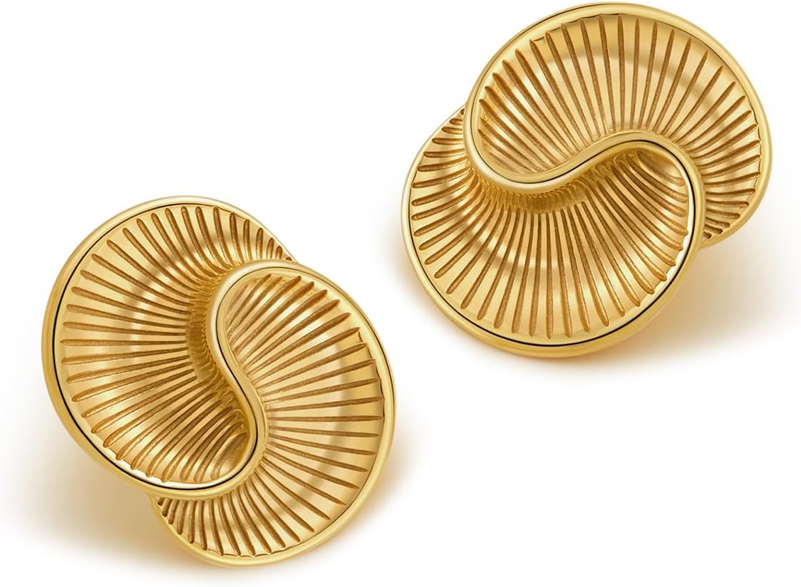 Chunky Gold Stud Earrings for Women Trendy, Statement Big Large Vintage Gold Hypoallergenic Earrings Jewelry for Women