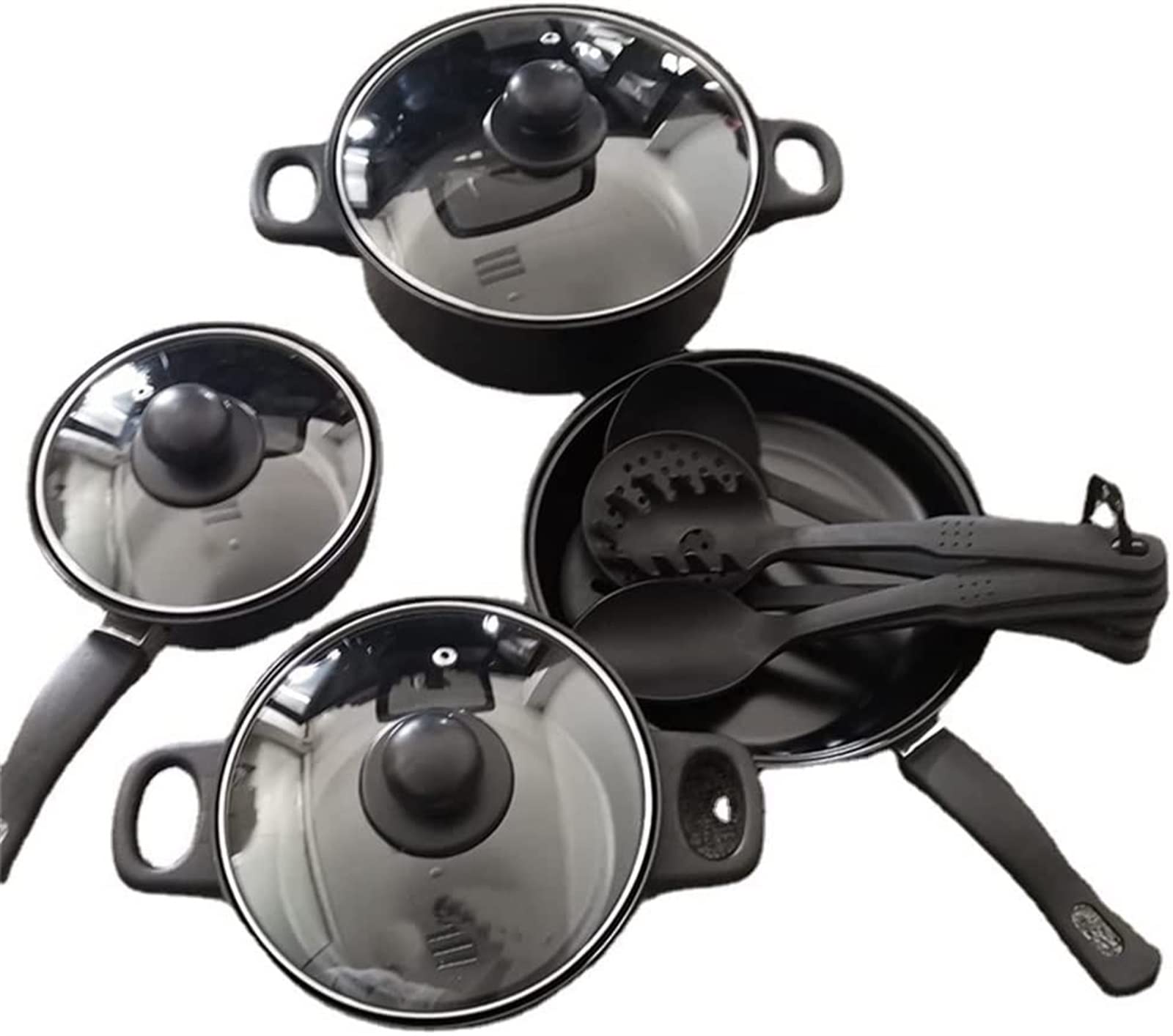 Batterie de Cuisine 13 pièces Passe au Lave-Vaisselle Ensemble de Cuisine en Aluminium Poêle à Frire Ustensiles de Cuisine en Nylon