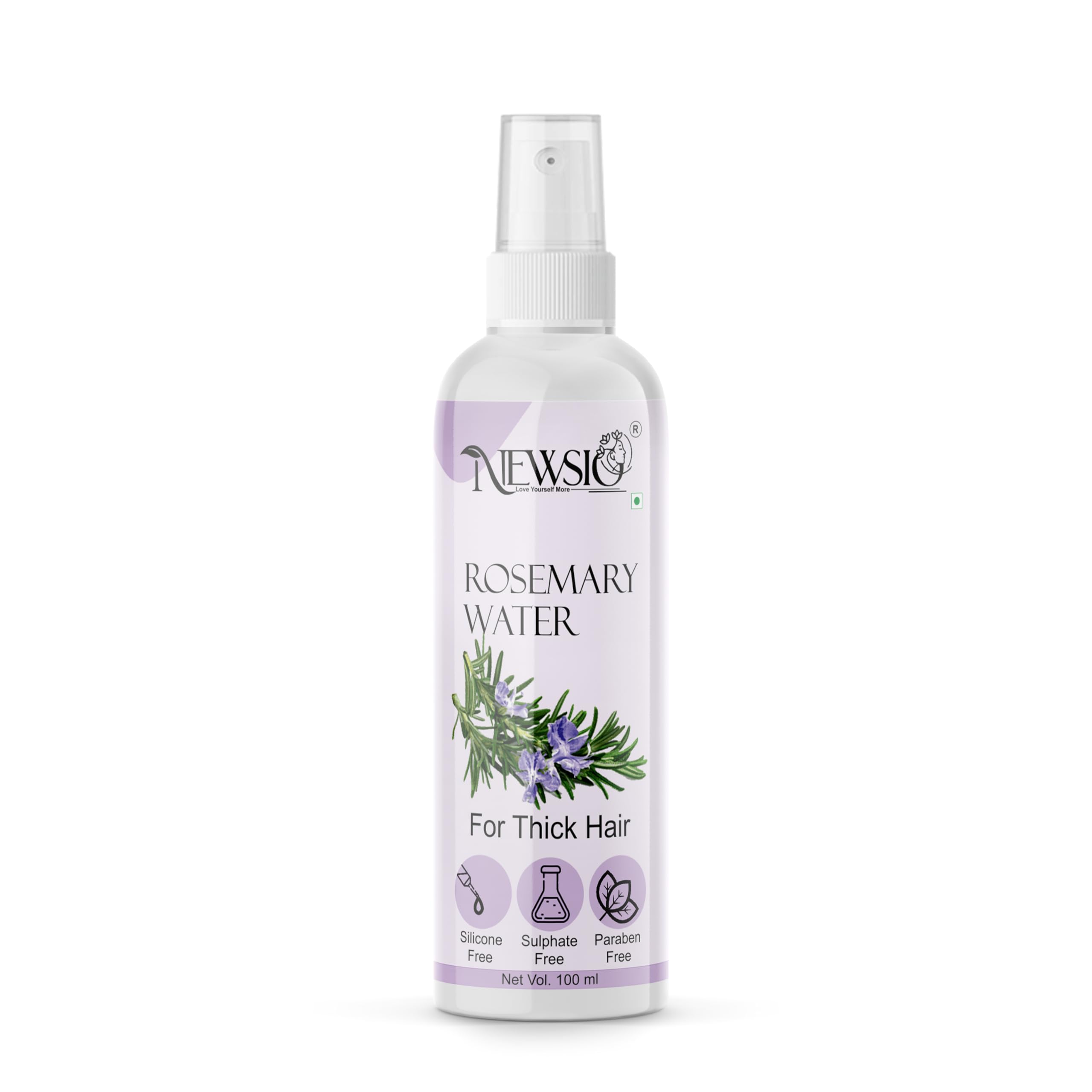 Newsio Pure Hydrosol Rosemary Water for Hair Growth, Mist Spray Steam Distilled Toner/Mist For Glowing Skin 100ml