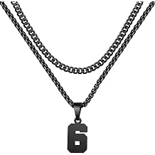 Personalized Jersey Number Layered Necklaces for Men Stainless Steel Athletes Sports Number Chain for Men Baseball Basketball Football Gifts