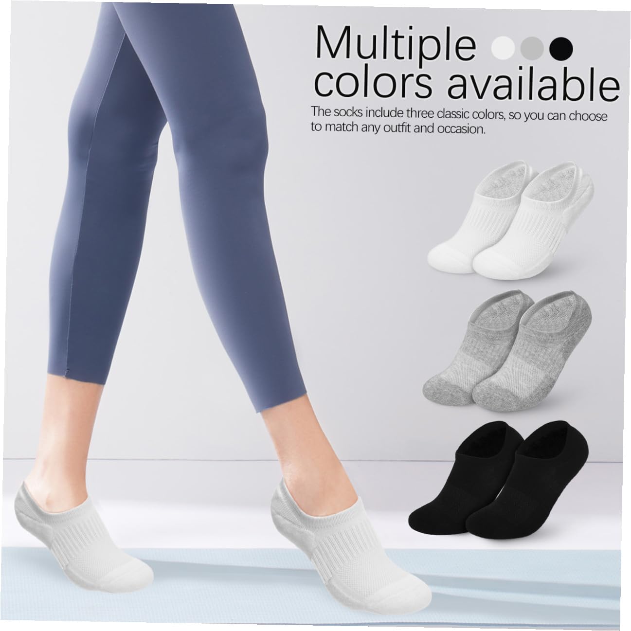 Mikikit Calzini Invisibili Unisex in Cotone Pettinato Fondo a Spugna, 6 Paia, Design Invisibile e Resistente alla Deformazione, per Uso Quotidiano