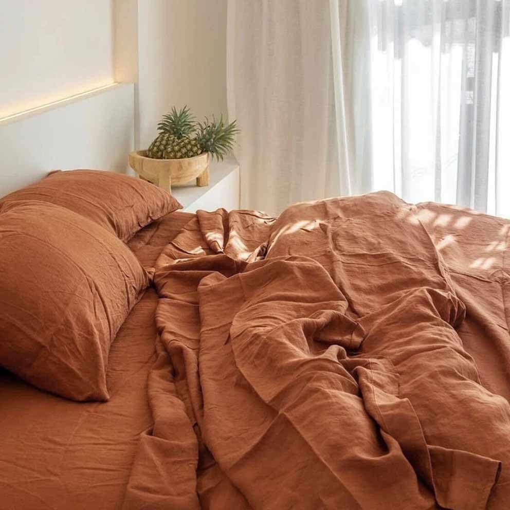 Miniatura 4 de KimLuxz Funda de Edredón Naranja Quemado Tamaño Queen 3 Piezas, Juego de Funda de Colcha Terracota Suave Boho - 1 Funda de Edredón Bohemia Óxido con