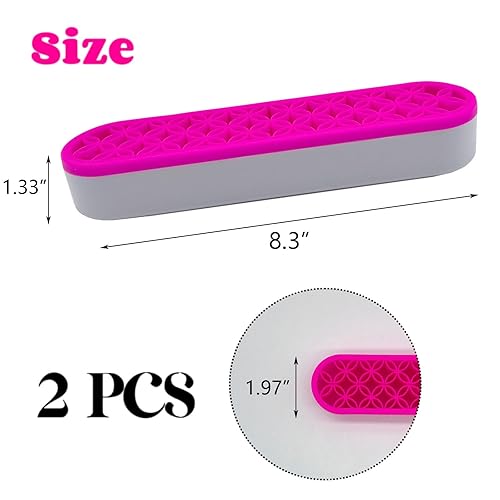 Miniatura 2 de TANG SONG 2 piezas de silicona maquillaje cepillo titular cosméticos caja de almacenamiento organizador de escritorio (rosa)