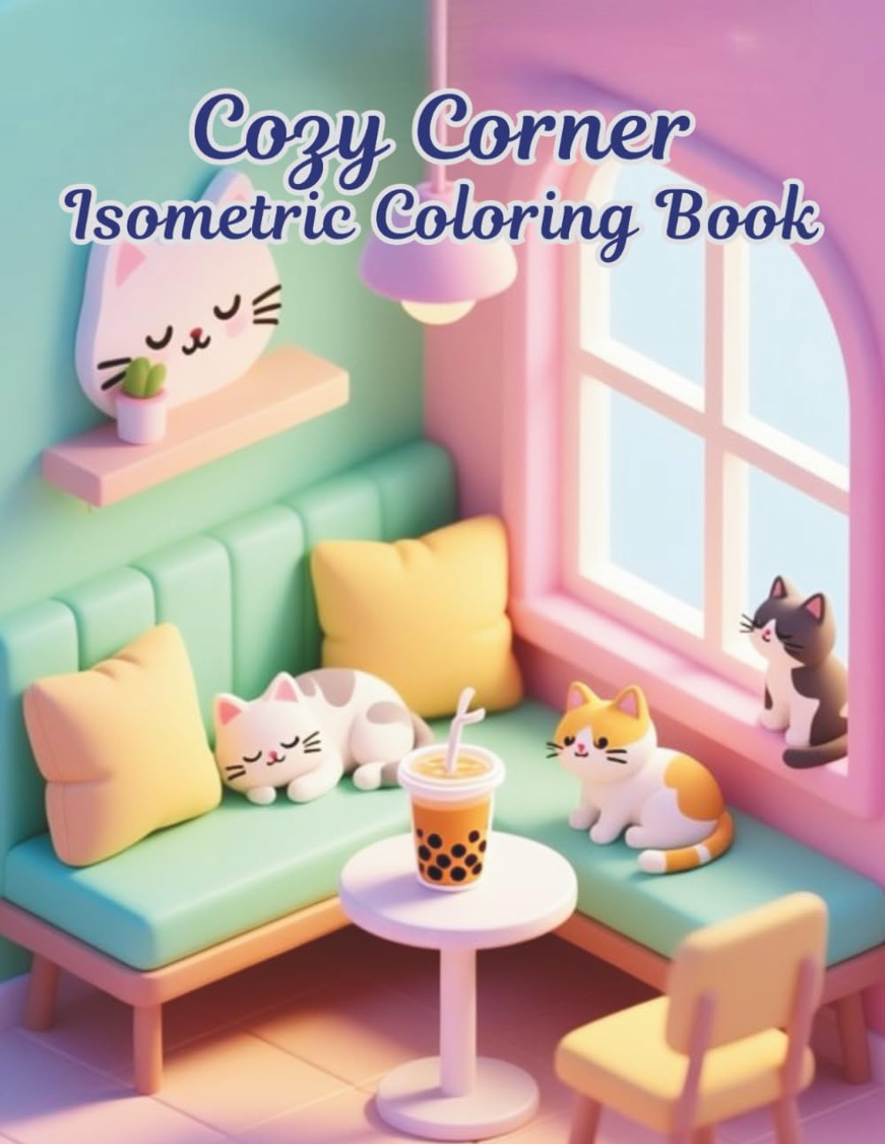 Cozy Corner - Isometric Coloring Book: A Cute Pet Café Coloring Adventure for Teens and Tweens