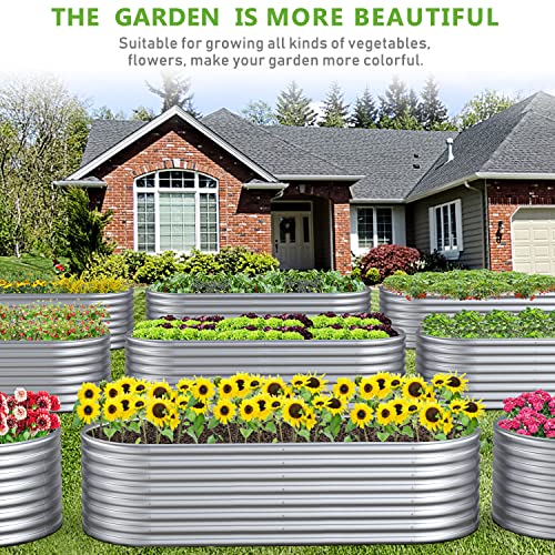 Frizione 8X4X2Ft Galvanized Metal Raised Garden Bed For Vegetables, Outdoor Garden Raised Planter Box, Backyard Patio Planter Raised Beds For Flowers, Herbs, Fruits #TOP6