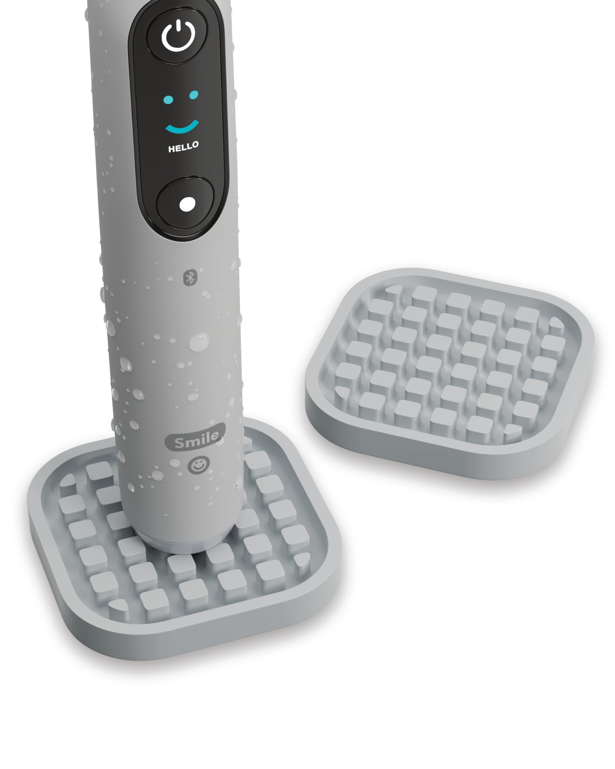 Qikfresh - Set of 2 compact electric toothbrush holders - Compatible with all standard models - Food-grade silicone base (Grey)