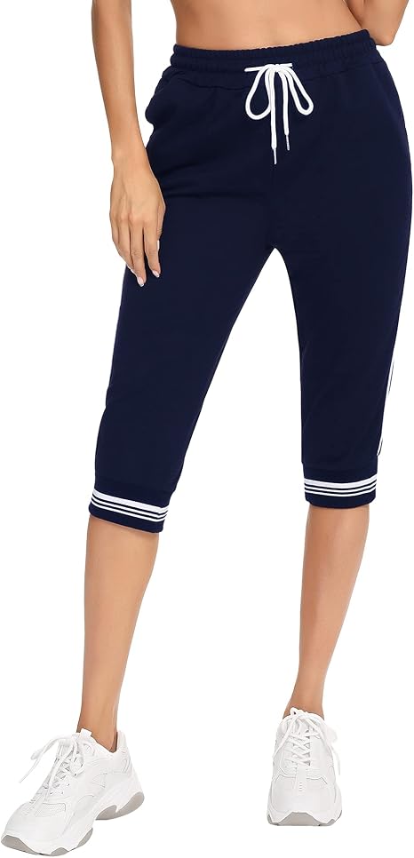 Irevial Pantalones Chándal Mujer Pantalones Deporte 3/4 con Bolsillos  Pantalones Piratas Verano Capri Pantalón Deporte con Cordón de Raya para  Yoga Fitness Correr Jogging : Amazon.es: Ropa