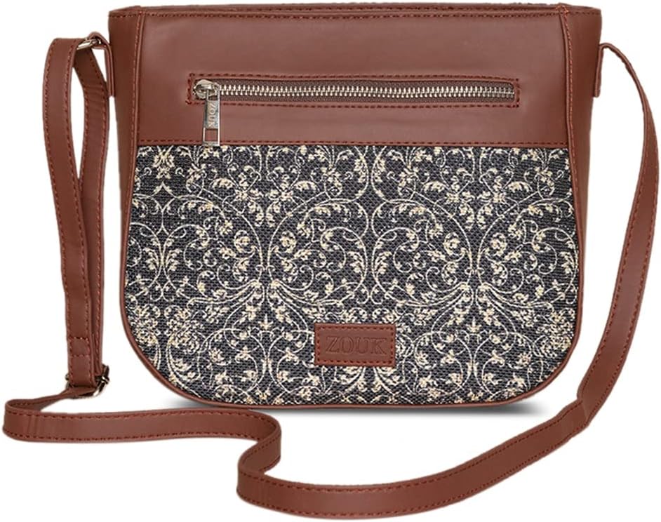 Women's Handcrafted Black Lattice Lace U Shaped Sling Bag