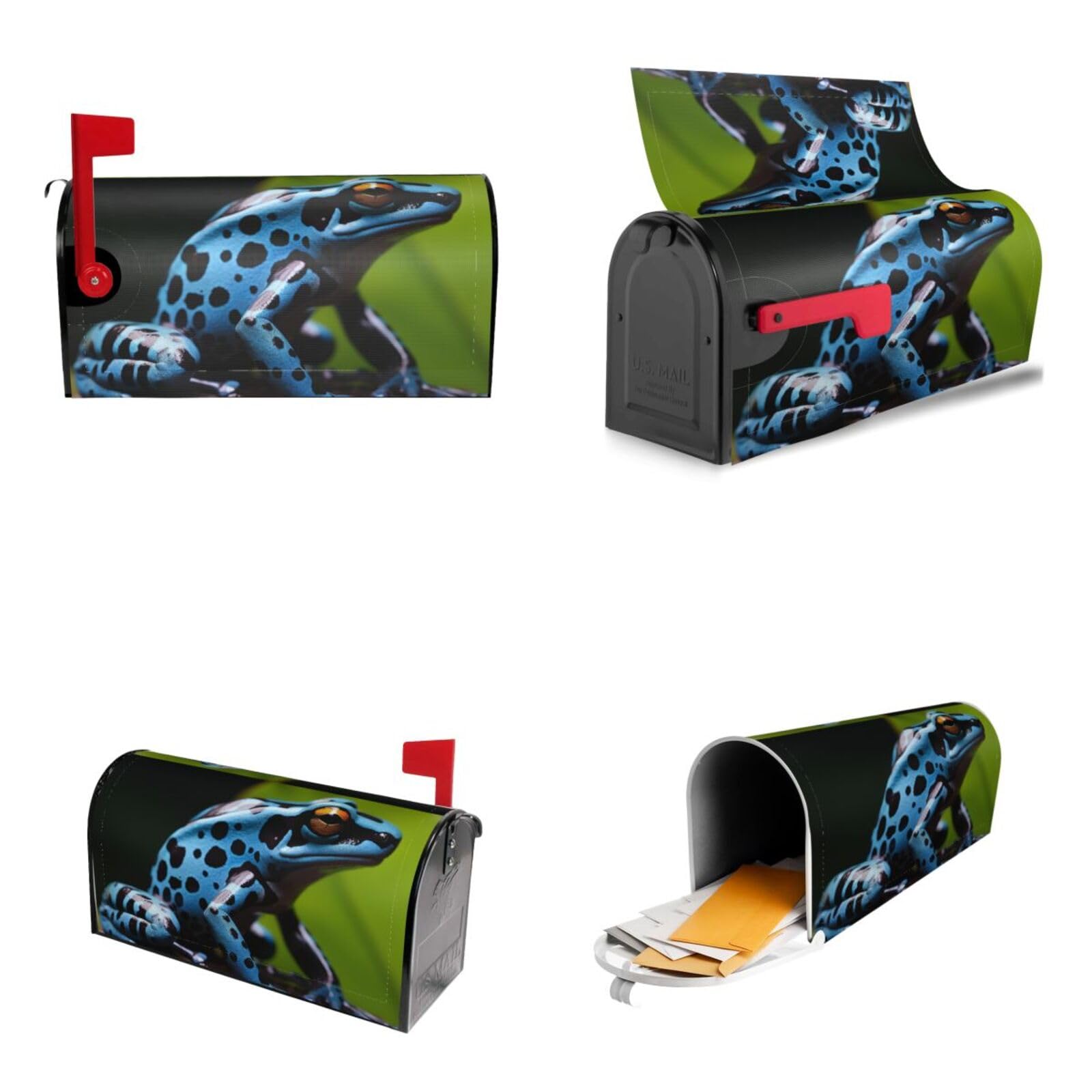 Dart Frog Blue Mailbox Covers Magnetic Wraps Post Letter Box Cover Garden Home Decor 25.5x21 in