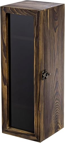 Miniatura 3 de MyGift Caja de regalo rústica de madera maciza quemada con ventana acrílica negra translúcida, caja de almacenamiento decorativa para coleccionistas