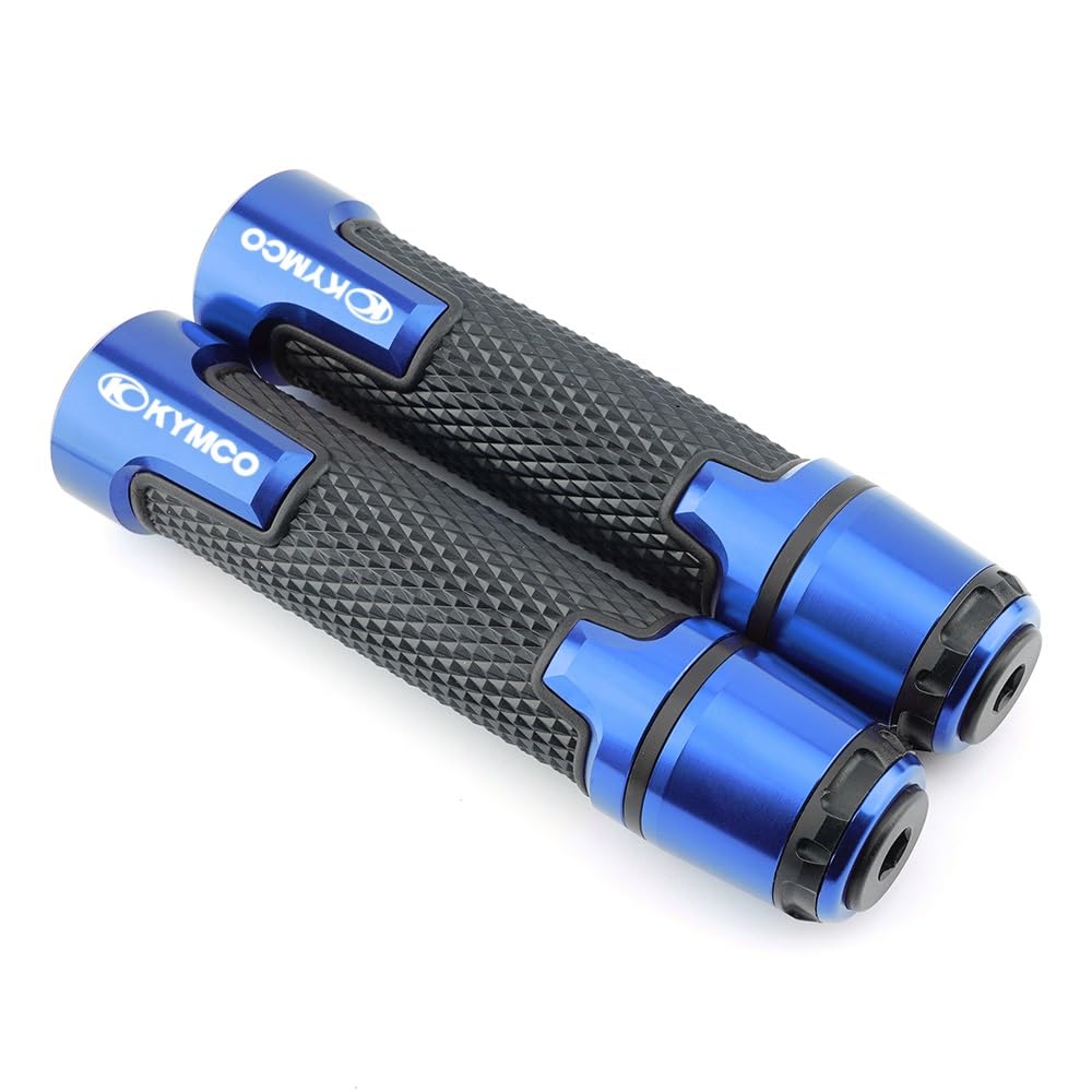 Poignées de guidon de moto 22mm bleues avec bouchons pour KYMCO Downtown