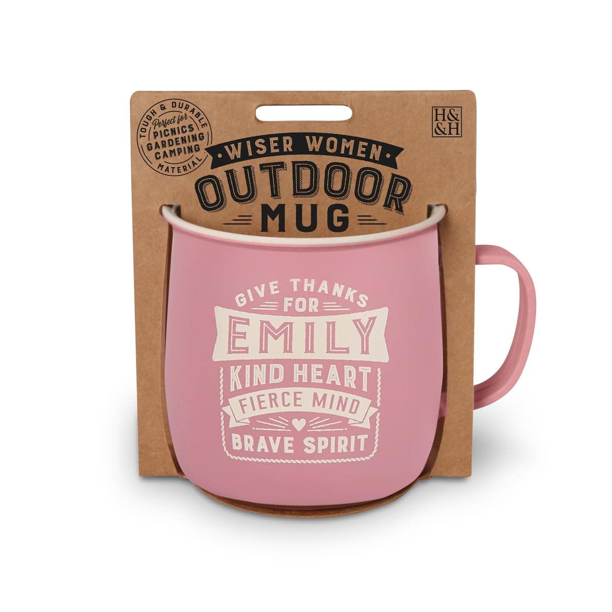 History & Heraldry Personalised Outdoor Mug (Emily), Pink