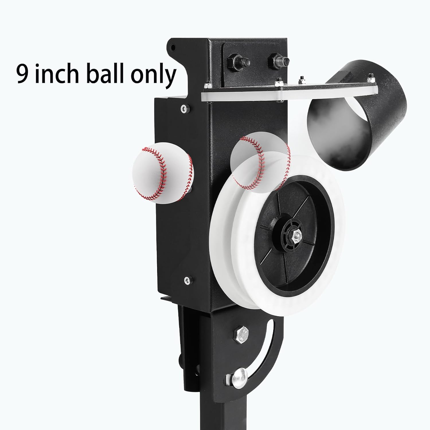 Lite 9" Baseball Pitching Machine with 8 Dimpled Baseballs - Adjustable Speed & Angle, 45MPH, Lightweight & Portable for Hitting/Fielding Training