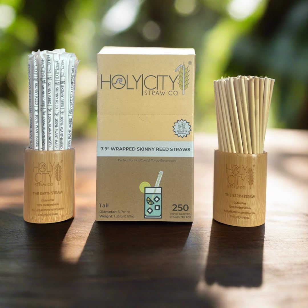 7.9” Wrapped Skinny Reed Drinking Straws | 1500ct.| Sustainable Alternative to Plastic & BioPlastic | Compostable & Plastic-Free | Great for Traditional and To-Go Beverages