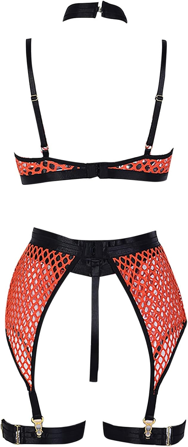 女性のセクシーな下着 4 枚の大きなメッシュ スプライシング スチール リング ネック フック クラ セクシーな下着セット セット4