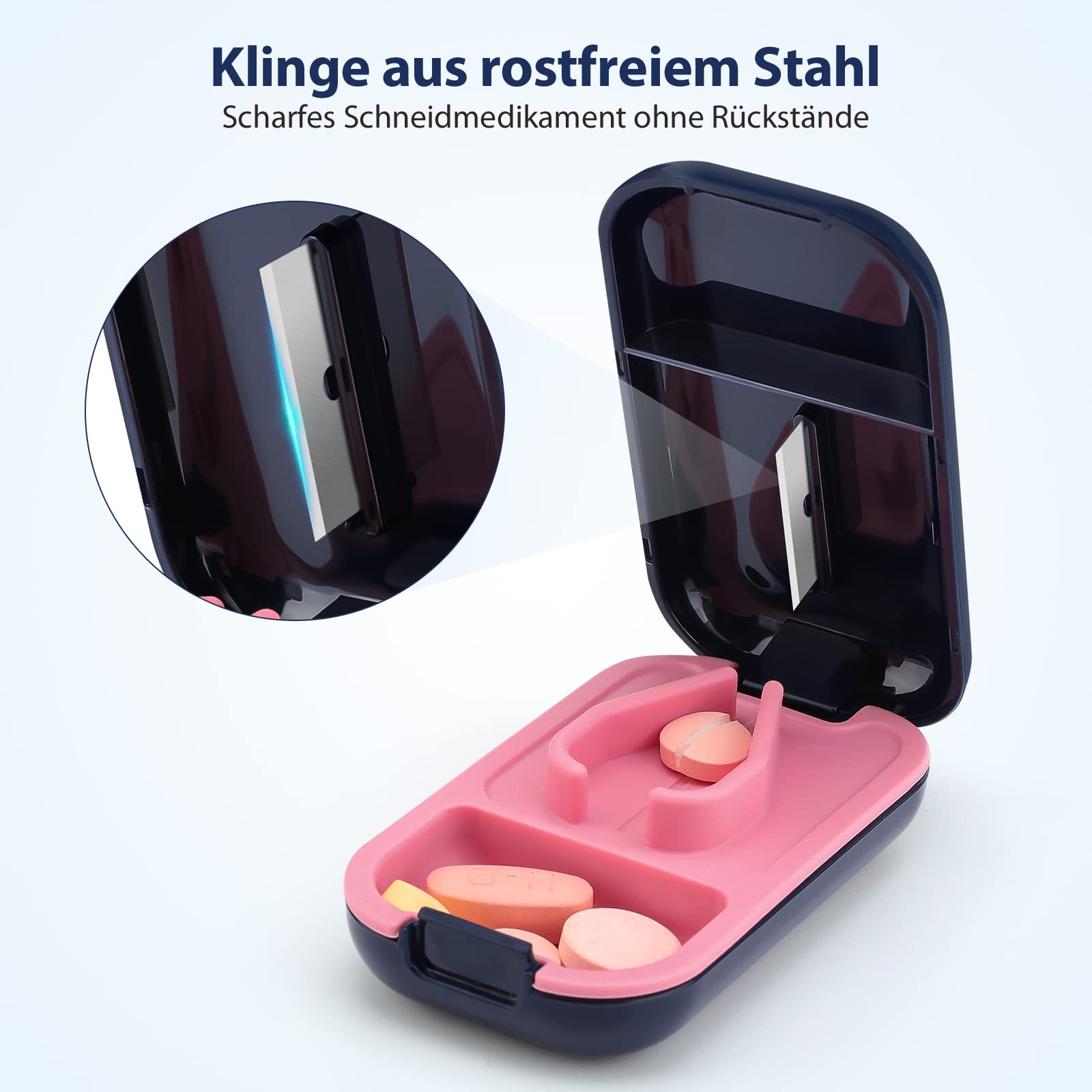 Opret Tablettenteiler für Kleine Tabletten und Große pillen, Tablettenschneider Pillenteiler Tabletten Teiler Tablettenspalter Pillenschneider Tablettenzerteiler Pill Cutter in Halbe Viertel Schneiden