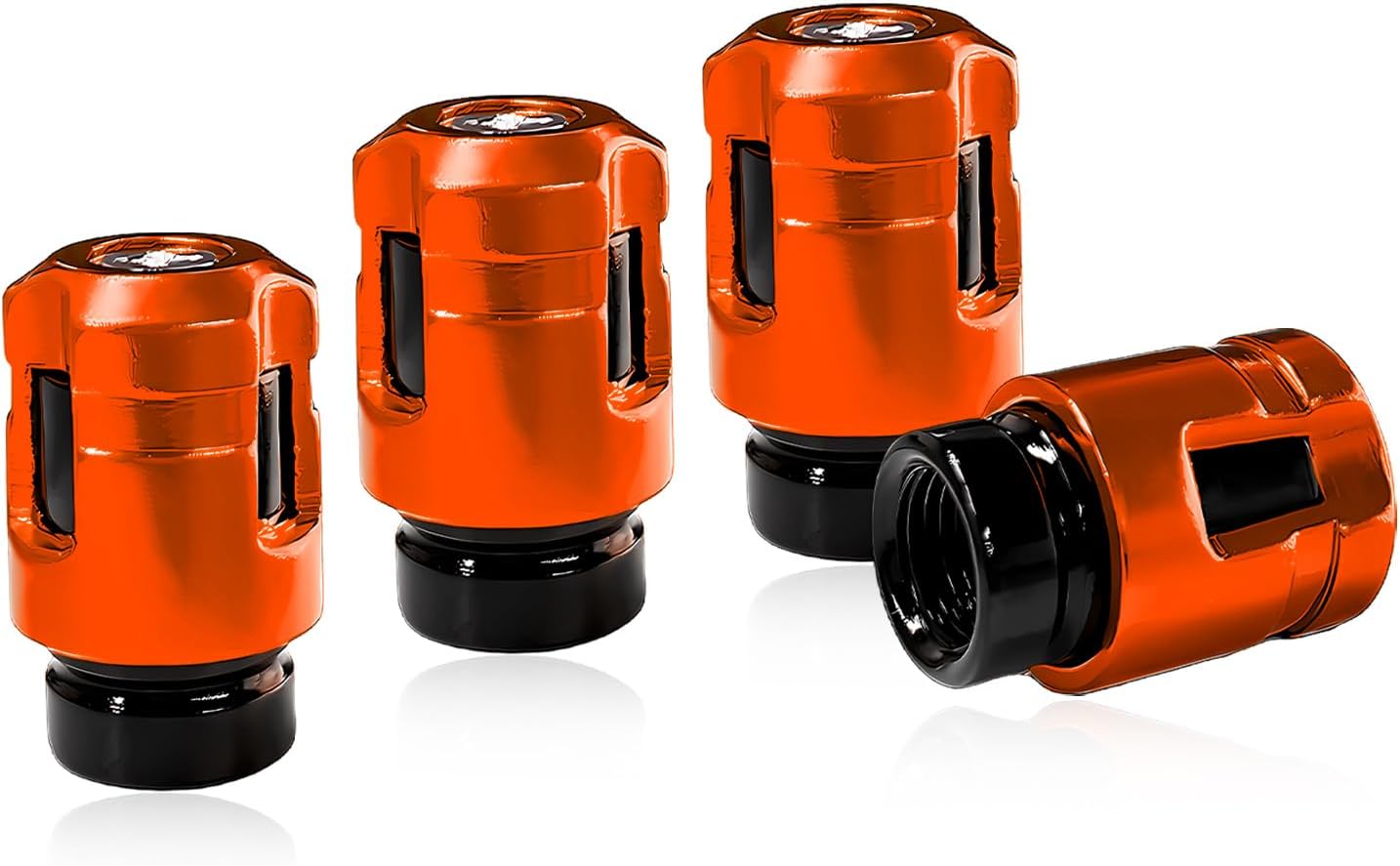 4PCS Car Tire Valve Stem Caps, Unique Shape Personalized Cover Leak-Proof Wheel Valve Stem Dust Cap, Corrosion Resistant Aluminum Tire Stems Cover for Car Truck Motorcycle (Orange)