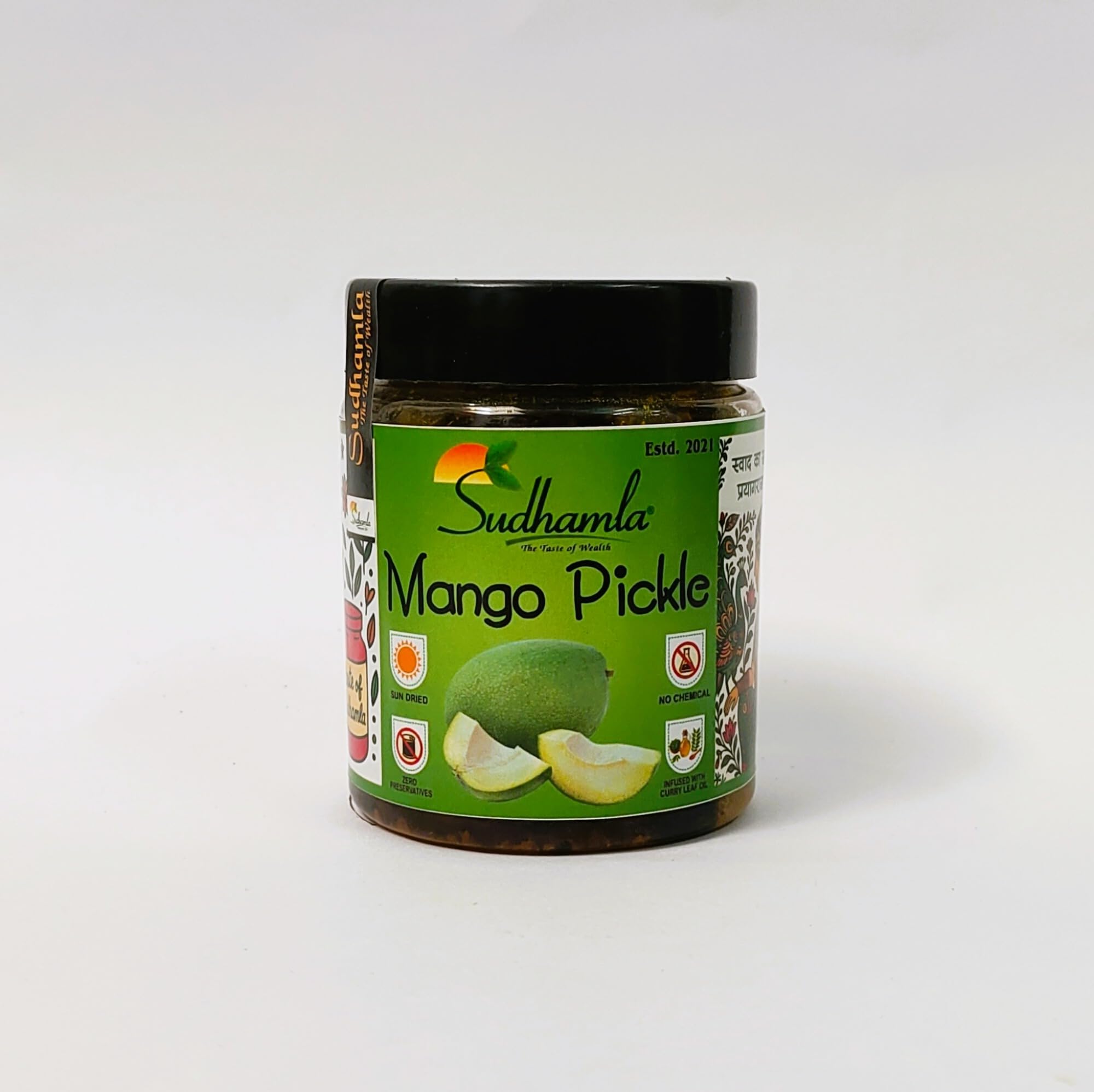 Sudhamla Homemade Mango Pickle (Dry) – 200 g | Traditional Indian Aam Ka Sukha Achaar Traditional Indian Achar | Less Oil, Mustard Base | Dry Sukha Aam Ka Achaar Made with Organic Methods | Preservative-Free, No Artificial Flavors