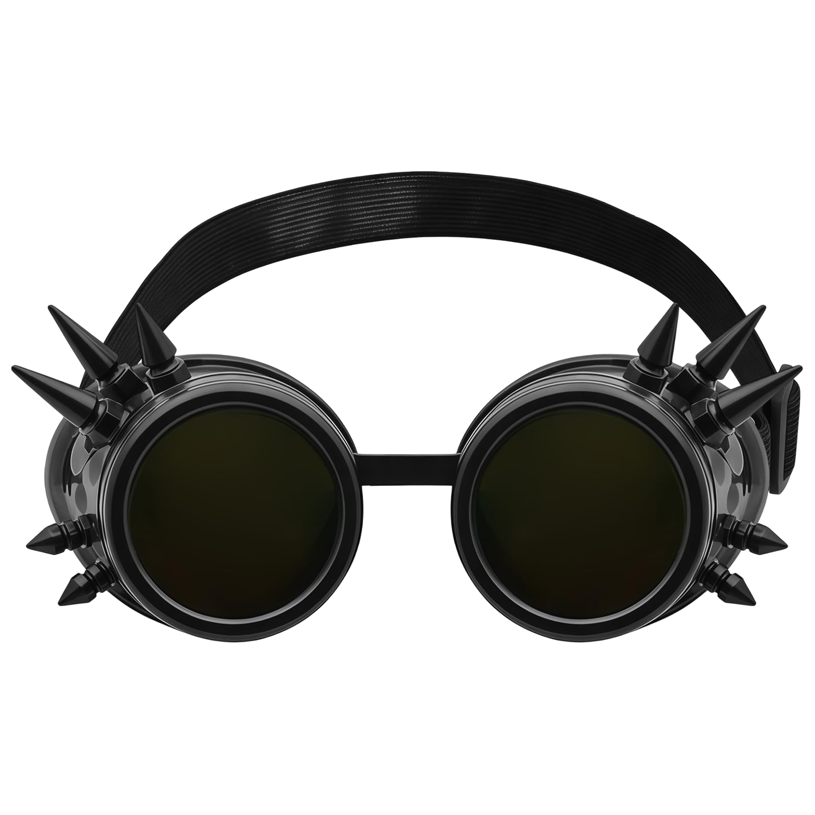 Nereds Steampunk Goggles Cyber Glasses Vintage Goggles Spiked Glasses Cyber Welding Punk Gothic Halloween Cosplay Sunglasses Dress-Up Accessories （Black） (Black)