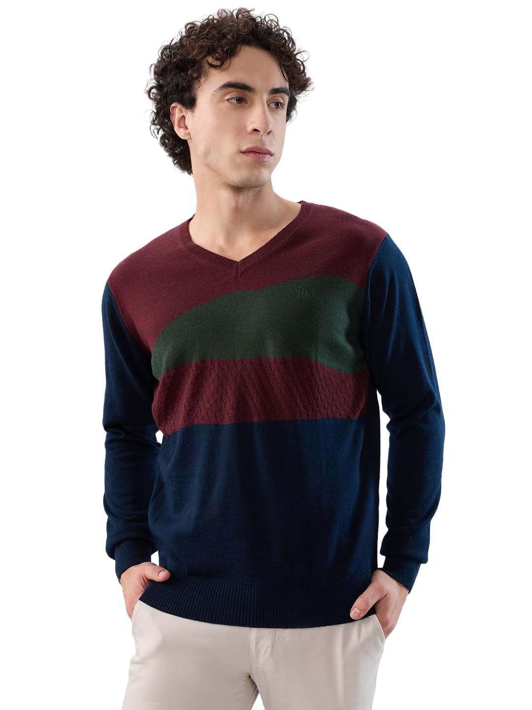 Men Regular Fit Structure Pattern Acrylic Wool Blend Full Sleeve Stand Collar Casual Sweater-image-27