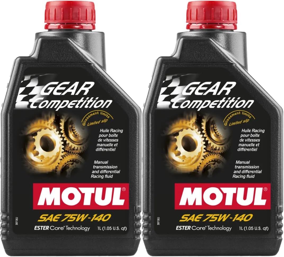 Gear Competition 75W-140 Synthetic Gear Oil – Ester Core® Racing Formula, Limited Slip (LS) Differential & Manual Transmission Fluid, Extreme Pressure Protection, 1 Liter (Pack of 2)