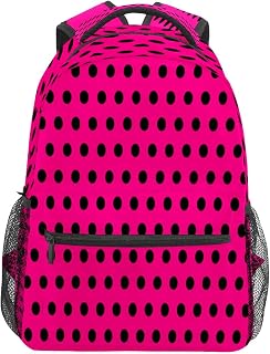 Mochila escolar para meninos e meninas com bolinhas preto vermelho estudante bolsa de ombro livro para meninos menina leve durável médio ensino médio ensino médio bolsa de viagem caminhada acampamento mochila, Multicolorido, One Size, Clássico
