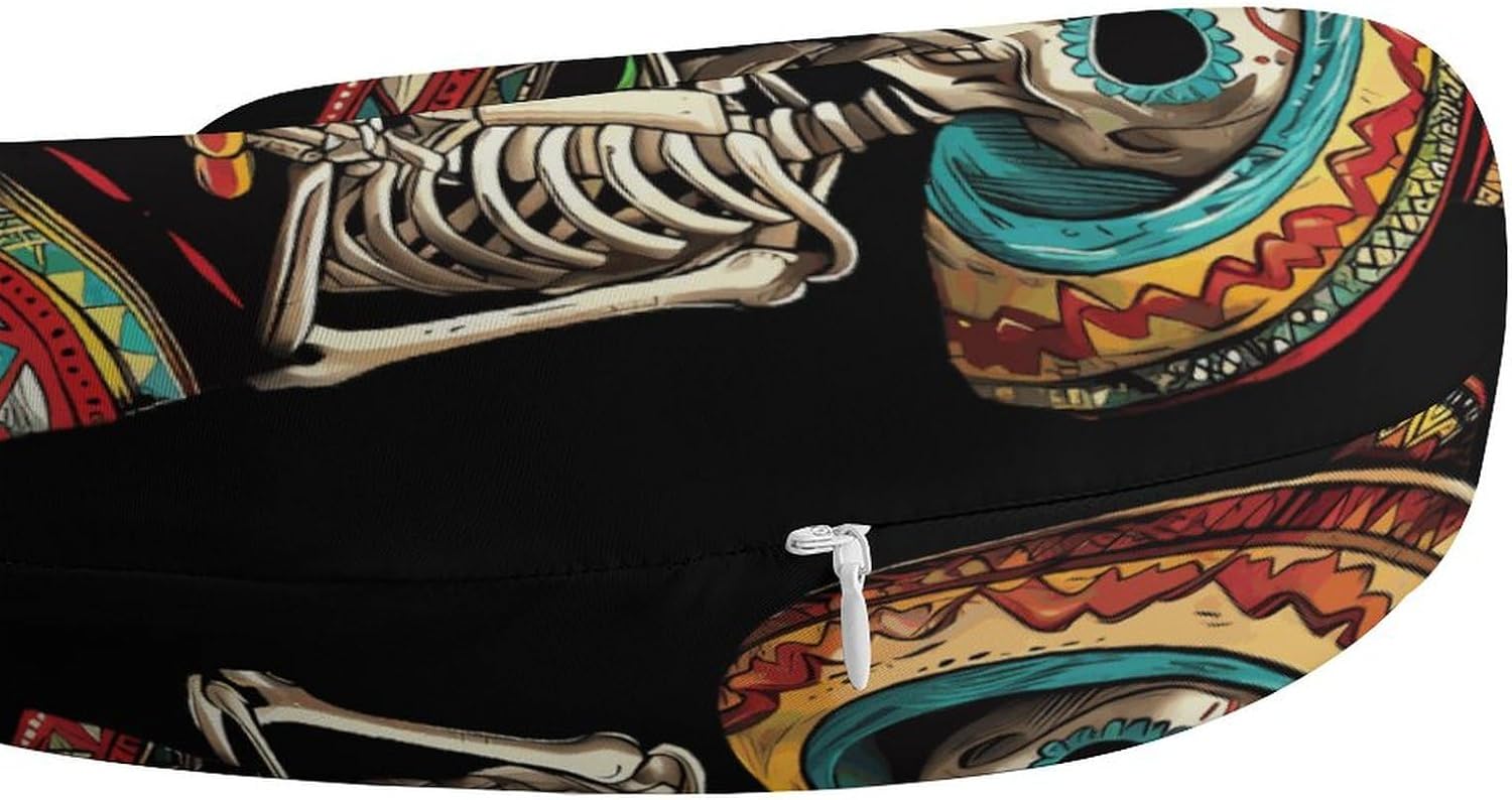 Day of The Dead Skull Dinner Party Funny Travel Pillow U Shaped Memory Foam Neck Pillows Portable for Flight Car Home Office