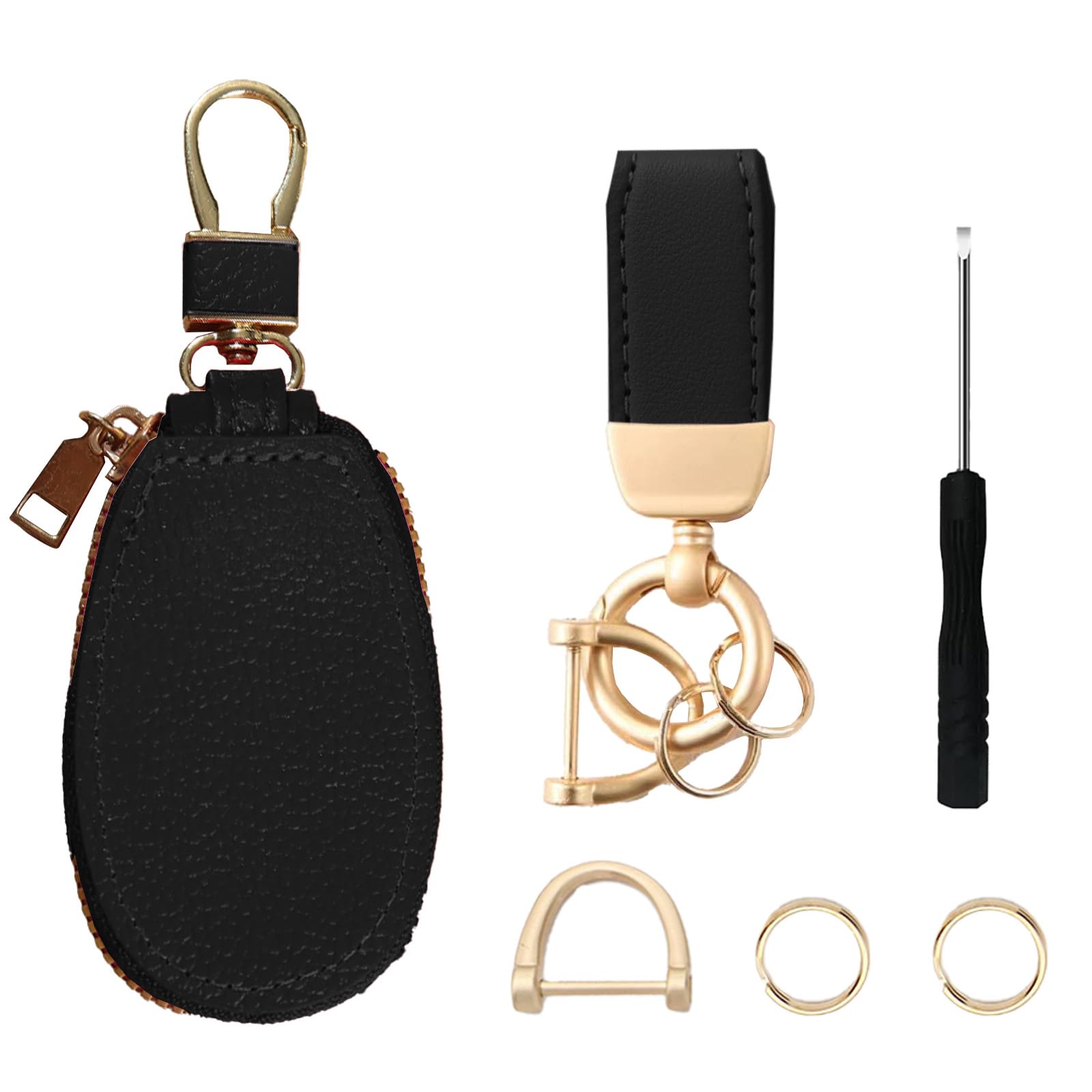 SMUOBT 2Pcs Leather Car Key Chain,Car Keychain Holder Bag Leather Key Chains for Car Keys for Women Men Father's Day Gift