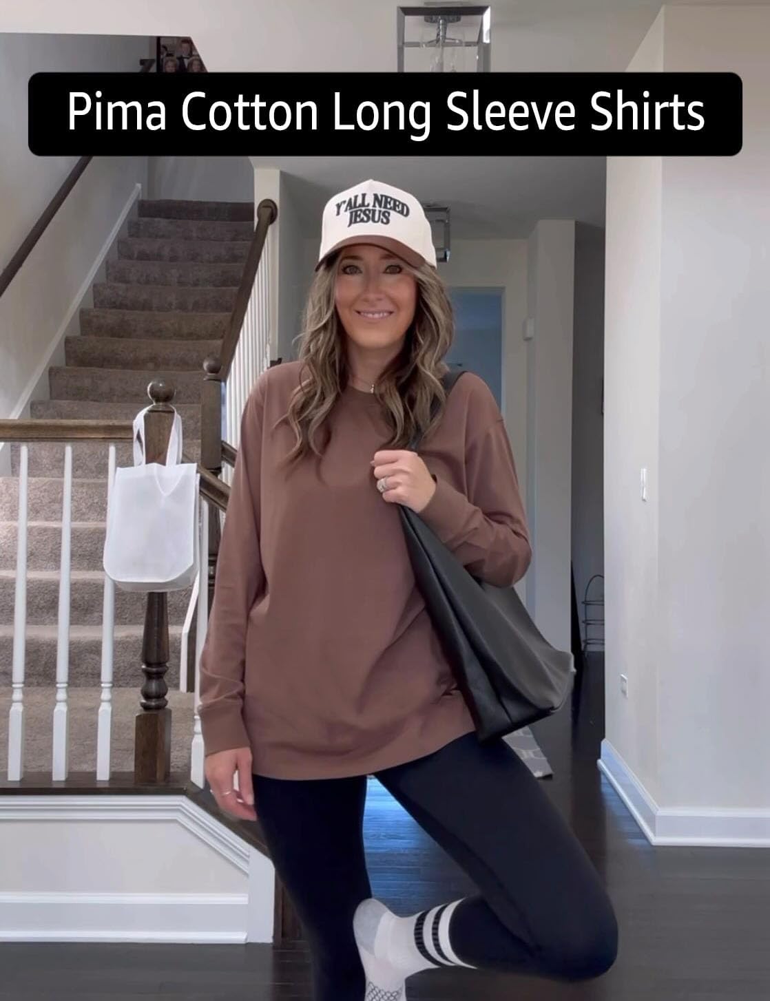 HeyNuts Pima Cotton Workout Long Sleeve Shirts for Women Crew Neck Athletic Basic Shirts Casual Tops - Image 7