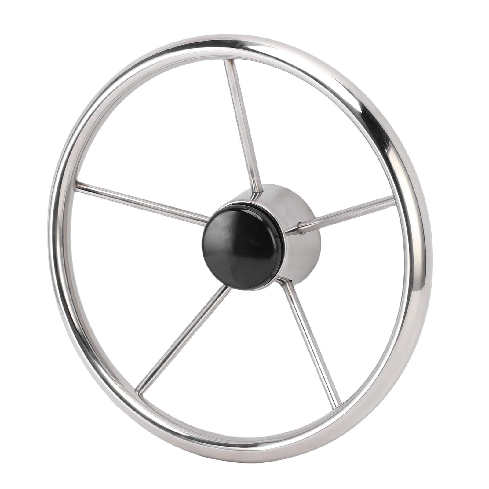 KIMISS Volante de Barco de Acero Inoxidable de 5 Radios, Estilo de 13-1/2 Pulgadas para Yates y Lanchas Rápidas, Volante Marino Clásico con Agarre Cómodo