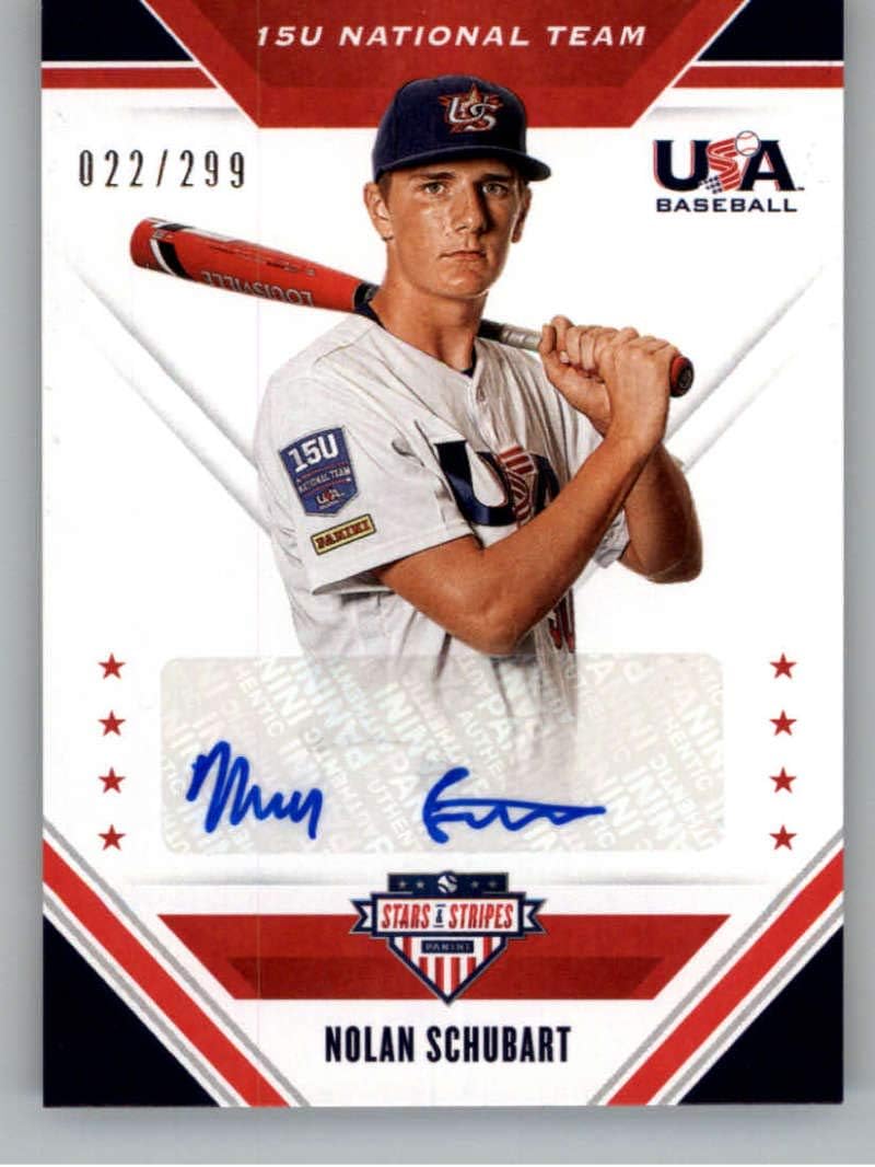 2020 Panini USA Stars and Stripes 15U National Team Signatures Baseball #20 Nolan Schubart Auto Autograph SER/299 USA Baseball 15U National Team